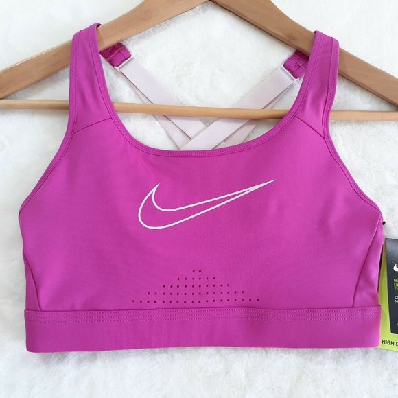 Nike Womens Pink Dri Fit Training High Support Impact Sports Bra Size Small NEW - Picture 1 of 11